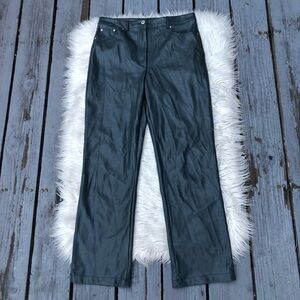 7 For All Mankind Grey Faux Leather 5-pocket Straight Ankle Womens Pants size M